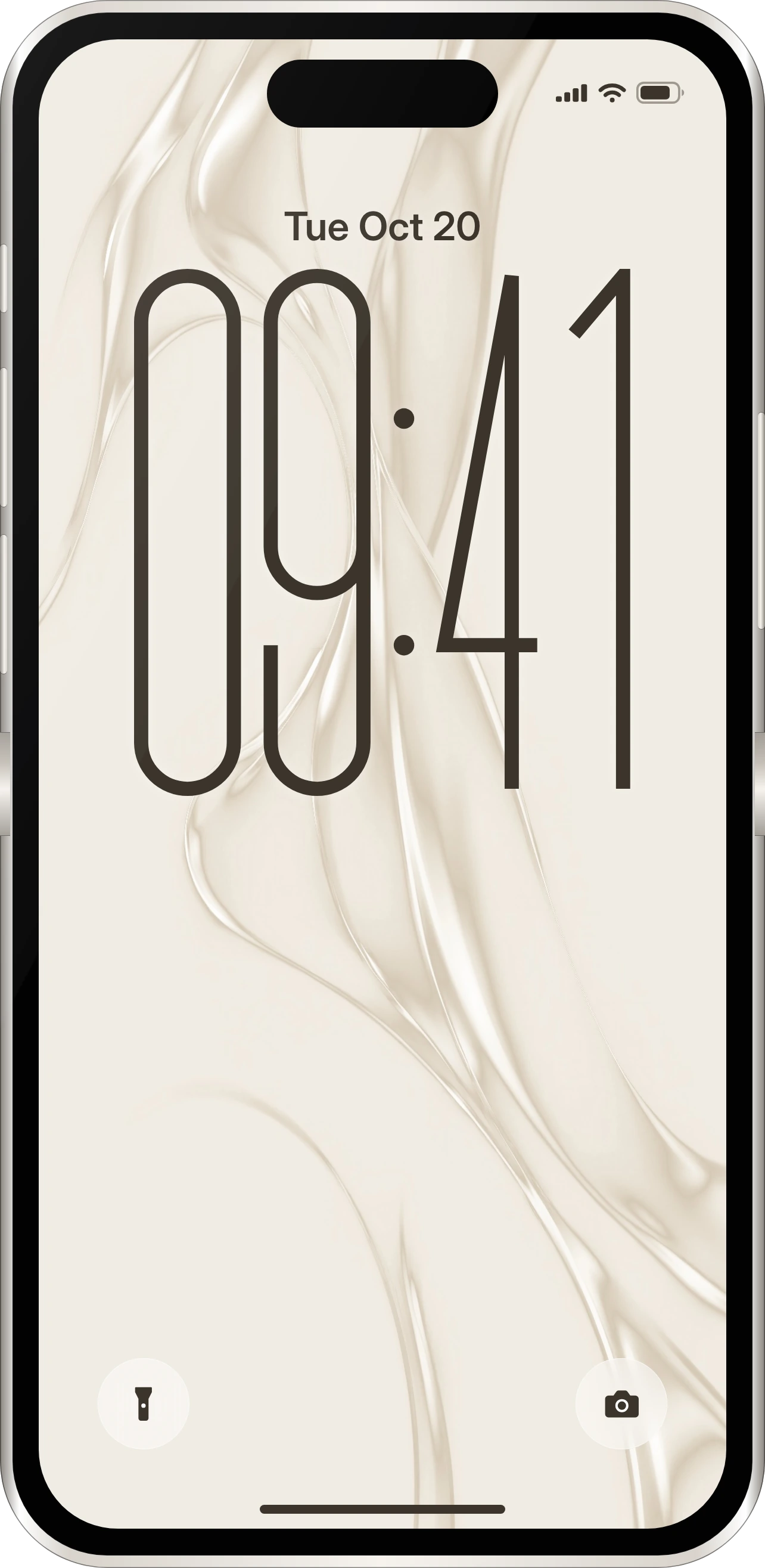 iPhone Flip open in Pearl, its lock screen showing 09:41